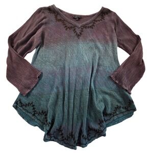 Greater Good Ombre Beaded Tunic Top S/M Purple Teal Whimsigoth Fairycore Boho